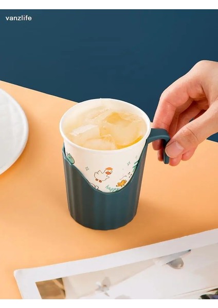 Gri 6 Adet Vanzlife Kalın Plastik Oluklu Içecek Tutuculu Tek Kullanımlık Kağıt Bardak Sıcak Fincan Çay Törenine Karşı Taban Yalıtımı (Yurt Dışından)