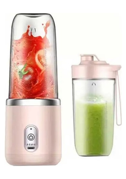 Pembe Taşınabilir Meyve Sıkacağı Bardağı 6 Bıçaklı Meyve Suyu Bardağı 400 ml Elektrikli Meyve Sıkacağı USB Şarj Smoothie Blender Mutfak Robotu Seyahat Için (Yurt Dışından)