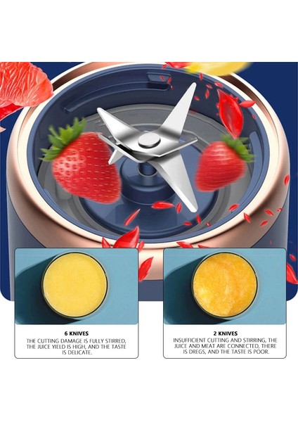 C 6 Bıçaklı Taşınabilir Meyve Sıkacağı Bardağı Meyve Otomatik Elektrikli Smoothie Blenderı 400 ml Limon Portakal Buz Crushcup Mutfak Robotu Sıkacağı (Yurt Dışından)