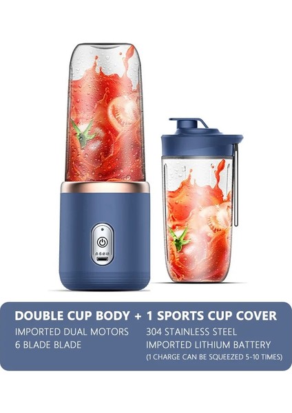C 6 Bıçaklı Taşınabilir Meyve Sıkacağı Bardağı Meyve Otomatik Elektrikli Smoothie Blenderı 400 ml Limon Portakal Buz Crushcup Mutfak Robotu Sıkacağı (Yurt Dışından)
