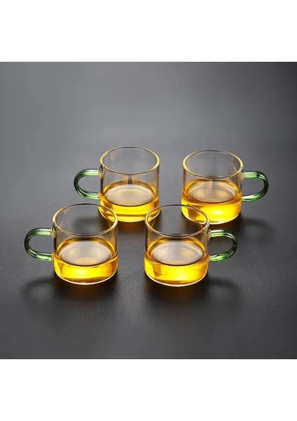 4 Adet Bardak B Yüksek Kaliteli Isıya Dayanıklı Cam Çay Seti Renk Kolu Çay Bardağı Çiçek Çay Potu Zarif Öğleden Sonra Çay Seti Gaiwan Bardak Kupa Çaydanlık (Yurt Dışından)