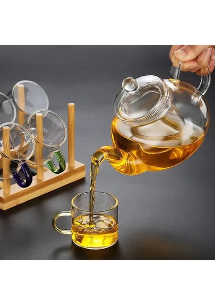 4 Adet Bardak B Yüksek Kaliteli Isıya Dayanıklı Cam Çay Seti Renk Kolu Çay Bardağı Çiçek Çay Potu Zarif Öğleden Sonra Çay Seti Gaiwan Bardak Kupa Çaydanlık (Yurt Dışından) fırsatları