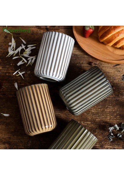 G Bronz Büyük Seramik Fırın Değişim Çay Bardağı Teaware Retro Çizgili Fincan Kişilik Şarap Bardağı Yaratıcı Kaba Çömlek Kahve Fincanı Su Bardağı (Yurt Dışından) fiyatları