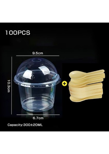 E 100 Adet 150ML 250ML 300ML Puding Bardak Tek Kullanımlık Ambalaj Kapaklı Kutu Plastik Kutular Dondurma Tatlı Piknik Parti Ambalaj (Yurt Dışından)