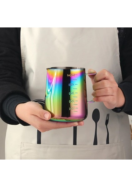 Iğne - Gül Altın 350ML/550ML Paslanmaz Çelik Süt Köpürtme Sürahi Çekme Çiçek Fincan Altın Süt Zanaat Kahve Latte Sanat Sürahiler (Yurt Dışından)