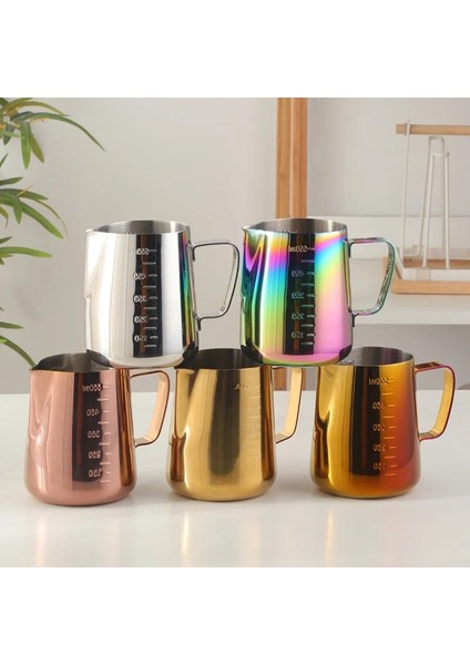 Iğne - Gül Altın 350ML/550ML Paslanmaz Çelik Süt Köpürtme Sürahi Çekme Çiçek Fincan Altın Süt Zanaat Kahve Latte Sanat Sürahiler (Yurt Dışından)