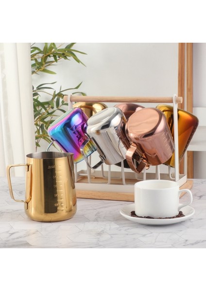 Iğne - Gül Altın 350ML/550ML Paslanmaz Çelik Süt Köpürtme Sürahi Çekme Çiçek Fincan Altın Süt Zanaat Kahve Latte Sanat Sürahiler (Yurt Dışından)