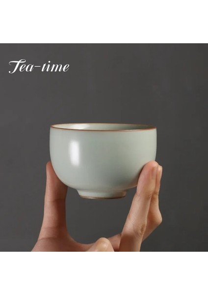 7.9x5.5 cm 90 ml Azure Ru Fırın Seramik Çay Fincanları El Yapımı Küçük Usta Tek Fincan Porselen Çay Kase Çay Tadım Kupa Kung Fu Teaware Seti Drinkware (Yurt Dışından)