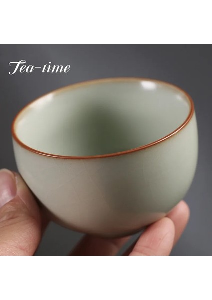 7.9x5.5 cm 90 ml Azure Ru Fırın Seramik Çay Fincanları El Yapımı Küçük Usta Tek Fincan Porselen Çay Kase Çay Tadım Kupa Kung Fu Teaware Seti Drinkware (Yurt Dışından)