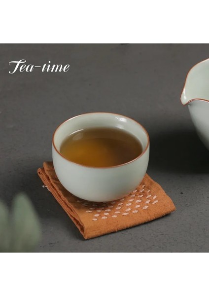 7.9x5.5 cm 90 ml Azure Ru Fırın Seramik Çay Fincanları El Yapımı Küçük Usta Tek Fincan Porselen Çay Kase Çay Tadım Kupa Kung Fu Teaware Seti Drinkware (Yurt Dışından)