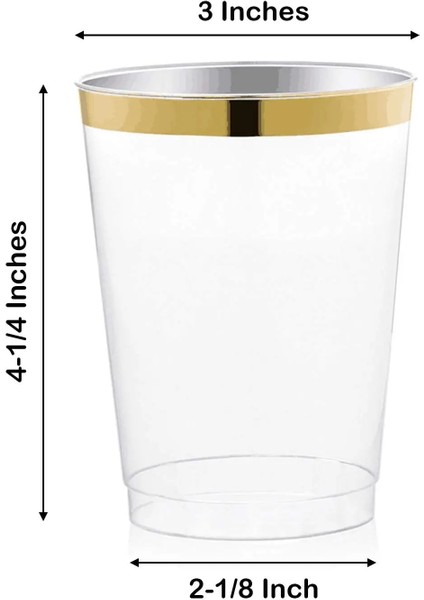 Gül Altın 50 Adet 25/50 Adet Altın Plastik Bardak 300 ml Tek Kullanımlık Bardak Şarap Bardağı Şeffaf Içecek Bardağı Doğum Günü Düğün Verilen (Yurt Dışından)