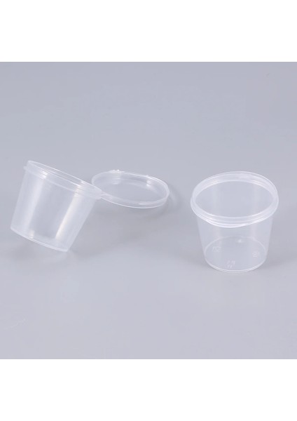 Size2 Kapaklı Bardaklar 1 Oz Sos Salata Kapları Porsiyon Sos Kabı Plastik Numune Çeşni Shot Jöle (Yurt Dışından)