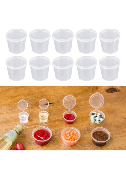 Size2 Kapaklı Bardaklar 1 Oz Sos Salata Kapları Porsiyon Sos Kabı Plastik Numune Çeşni Shot Jöle (Yurt Dışından)