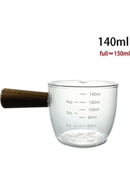 140ML 50/75/100/140ML Cam Espresso Ölçüm Kabı Ahşap Saplı Çift/tek Ağızlı Süt Sürahisi Mutfak Sos Tabağı Ev Kahve Gereçleri (Yurt Dışından)