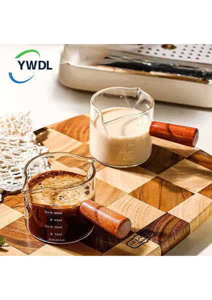 140ML 50/75/100/140ML Cam Espresso Ölçüm Kabı Ahşap Saplı Çift/tek Ağızlı Süt Sürahisi Mutfak Sos Tabağı Ev Kahve Gereçleri (Yurt Dışından) fiyatları