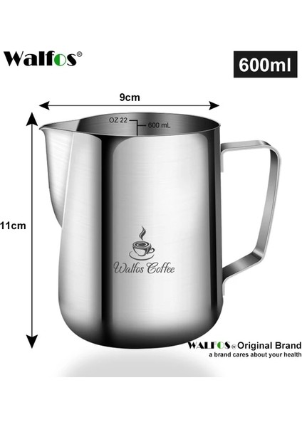Walfos 600 ml Walfos Tarzı Espresso Kahve Süt Kupalar Bardak Tencere Sürahi Kolu Zanaat Kahve Çelenk Fincan Latte Sürahi Kalınlaşmış Paslanmaz Çelik (Yurt Dışından)