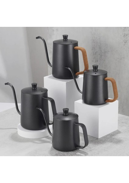 Gümüş 600ML Damla Su Isıtıcısı 350ML 600ML Kahve Çay Potu Yapışmaz Kaplama Gıda Sınıfı Paslanmaz Çelik Deve Boynu Damla Su Isıtıcısı Kuğu Boyun Ince Ağız (Yurt Dışından)