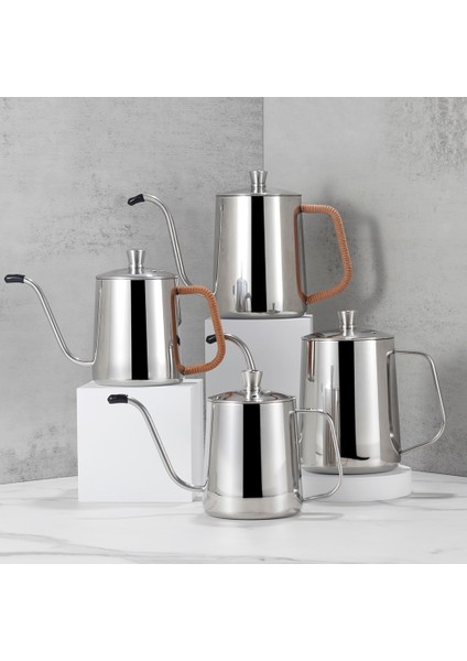 Gümüş 600ML Damla Su Isıtıcısı 350ML 600ML Kahve Çay Potu Yapışmaz Kaplama Gıda Sınıfı Paslanmaz Çelik Deve Boynu Damla Su Isıtıcısı Kuğu Boyun Ince Ağız (Yurt Dışından)
