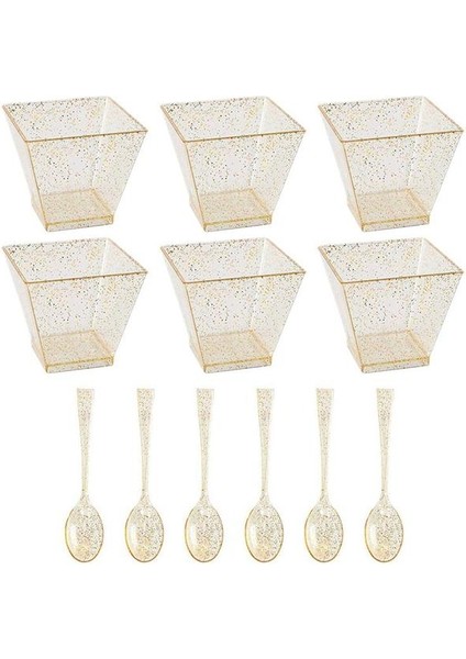 Altın 30 Takım 25/30 Takım Plastik Tatlı Bardak Tek Kullanımlık Dondurma Puding Yoğurt Bardak Meze Kaseleri Yemek Servis Bardakları (Yurt Dışından)