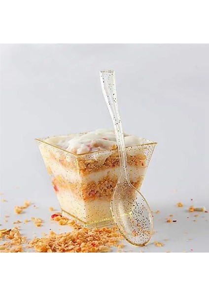 Altın 30 Takım 25/30 Takım Plastik Tatlı Bardak Tek Kullanımlık Dondurma Puding Yoğurt Bardak Meze Kaseleri Yemek Servis Bardakları (Yurt Dışından)