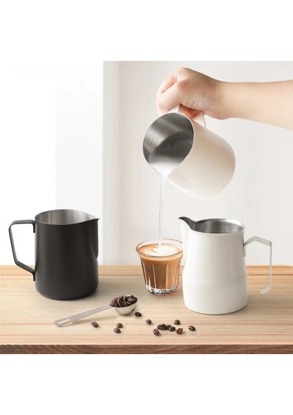 Ölçeksiz Gümüş 350 Paslanmaz Çelik Süt Köpürtme Sürahisi Espresso Buhar Kahve Barista Craft Latte Cappuccino Süt Krema Fincan Köpürtme Sürahi Sürahi (Yurt Dışından) fırsatları