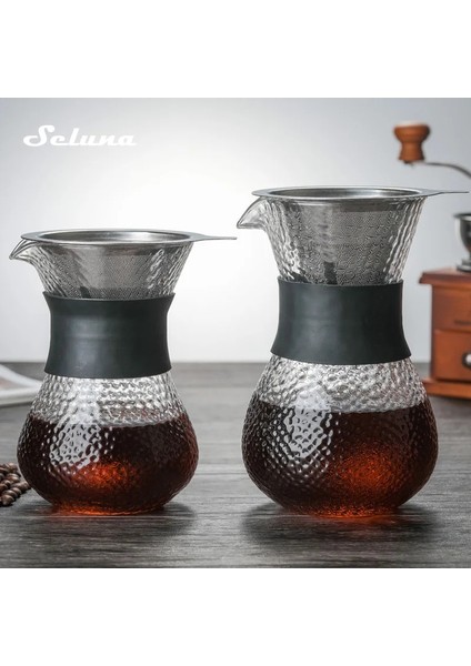 A-400ML Seluna Cam Kahve Su Isıtıcısı Paslanmaz Çelik Filtre Damla Demleme Sıcak Brewer Cezve Damlatıcı Barista Kahve Makinesi Üzerine Dökün (Yurt Dışından)
