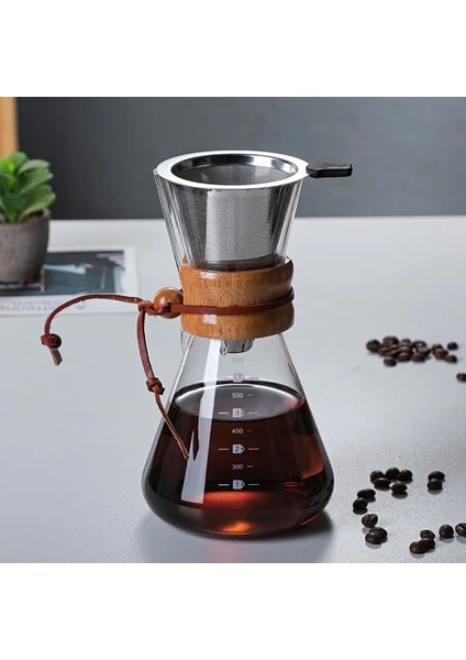 Paslanmaz Çelik Filtre Damla Demleme ile 600 ml Filtre Net Cam Kahve Su Isıtıcısı Sıcak Brewer Cezve Damlatıcı Barista Kahve Makinesi Üzerine Dökün 400 ml (Yurt Dışından)