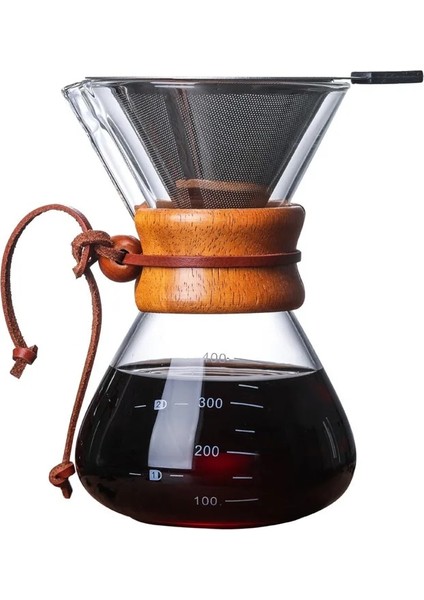 Paslanmaz Çelik Filtre Damla Demleme ile 600 ml Filtre Net Cam Kahve Su Isıtıcısı Sıcak Brewer Cezve Damlatıcı Barista Kahve Makinesi Üzerine Dökün 400 ml (Yurt Dışından)