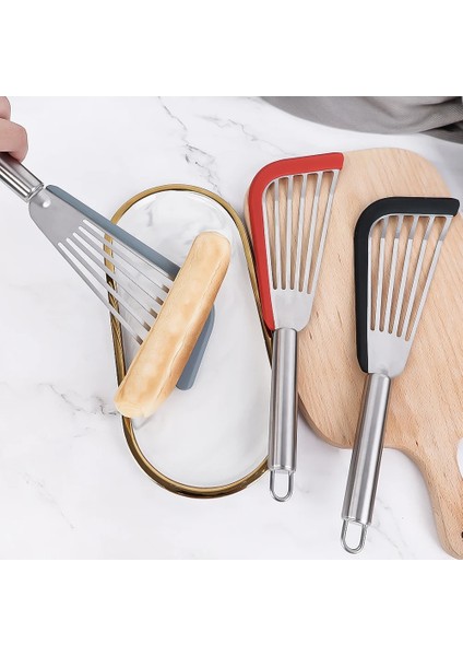 A-Gri Silikon Kızartma Spatula Yapışmaz Tava Kızarmış Yumurta Gözleme Spatula Paslanmaz Çelik Biftek Spatula Mutfak Çevirme Balık Kızartma Balık Spatula (Yurt Dışından) fiyatları