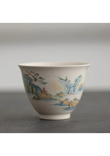 A4 5.9x4.6cm 40ML Geleneksel El Yapımı Seramik Çay Fincanı El Boyalı Çiçekler ve Kuşlar Çay Kase Seyahat Meditasyon Fincan Ev Çay Seti 40ML (Yurt Dışından)