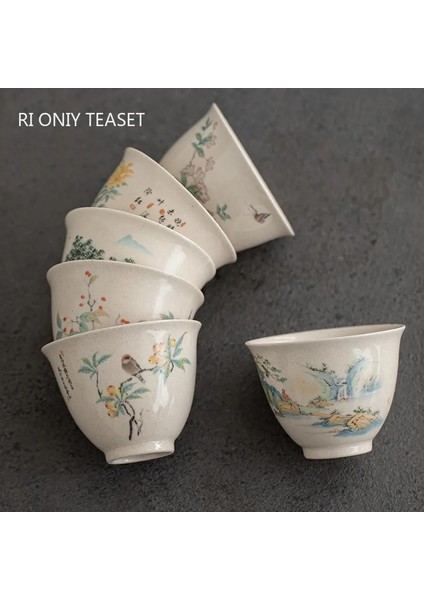 A4 5.9x4.6cm 40ML Geleneksel El Yapımı Seramik Çay Fincanı El Boyalı Çiçekler ve Kuşlar Çay Kase Seyahat Meditasyon Fincan Ev Çay Seti 40ML (Yurt Dışından) fiyatları