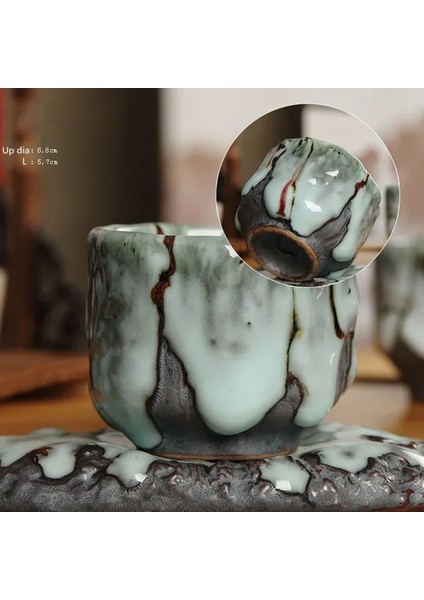 Sadece Fincan D Tianmu Shiye Sır Çay Bardağı Küçük Kase Master Cup Tayvan El Yapımı Akik Sır Çay Bardağı Tadım Tek Fincan (Yurt Dışından)