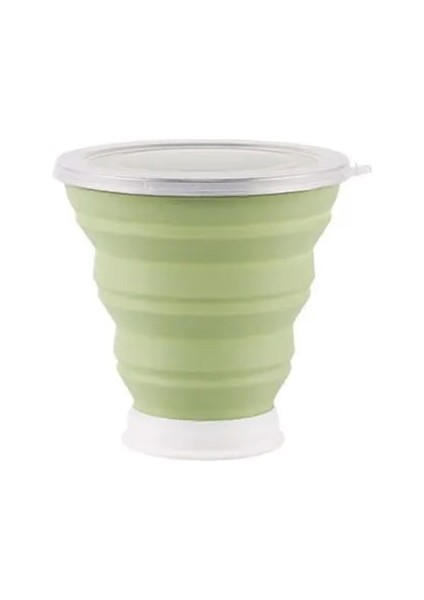 Yeşil 320ML 1 Adet 320ML Silikon Seyahat Fincan Katlanabilir Kahve Fincanları Şeker Renk Katlanır Çay Bardağı Toz Geçirmez Kapaklı Doğa Sporları Copos (Yurt Dışından)