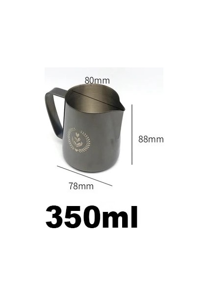 Siyah 350 ml 304 Paslanmaz Çelik Köpürtme Sürahi Çekme Çiçek Fincan Latte Süt Sürahisi Kahve Süt Kupa Frother Süt Espresso Köpük Aracı Coffeware (Yurt Dışından)