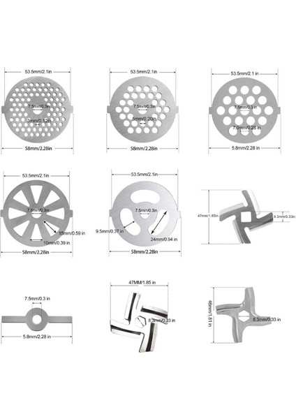 H Mutfak Kıyma Plakası Disk Bıçağı Delikli Öğütücü Plaka Öğütücü Bıçağı (Yurt Dışından)
