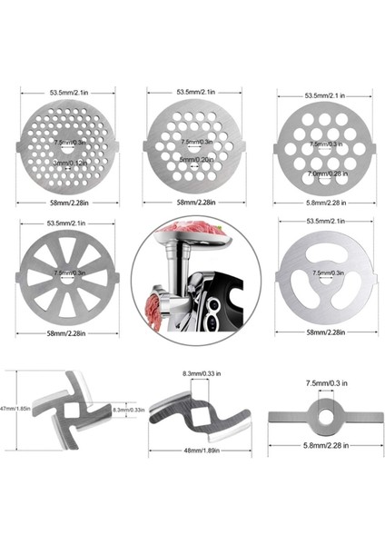 H Mutfak Kıyma Plakası Disk Bıçağı Delikli Öğütücü Plaka Öğütücü Bıçağı (Yurt Dışından)