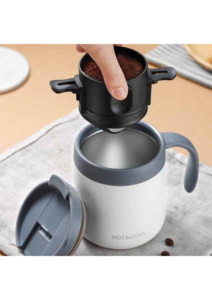 350 ml Siyah Fincan Seti Yeniden Kullanılabilir Taşınabilir Paslanmaz Çelik Damla Kahve Filtresi Koni Kağıtsız Kahve Damlatıcı Ev Seyahat Kamp Için Katlanabilir Tutucular (Yurt Dışından)