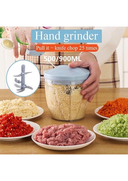 Mavi 900 ml 500/900 ml Sarımsak Kıyıcı Manuel Döndür Sebze Kesici Kıyıcı Dilimleme Meyve Sarımsak Kırıcı Mutfak Gadget Karıştırıcılar Kıyma Makinesi (Yurt Dışından) fiyatları