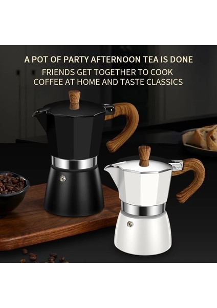 Beyaz 155ML Moka Pot Kahve Makinesi Espresso Alüminyum Şofben Kahve Makinesi Pot Su Isıtıcısı Kahve Latte Percolator Soba Kahve Filtre Fincan Araçları (Yurt Dışından)
