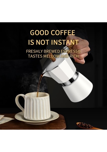 Beyaz 155ML Moka Pot Kahve Makinesi Espresso Alüminyum Şofben Kahve Makinesi Pot Su Isıtıcısı Kahve Latte Percolator Soba Kahve Filtre Fincan Araçları (Yurt Dışından)