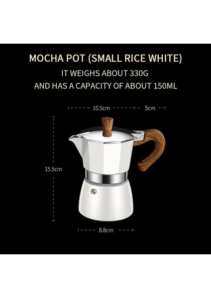Beyaz 155ML Moka Pot Kahve Makinesi Espresso Alüminyum Şofben Kahve Makinesi Pot Su Isıtıcısı Kahve Latte Percolator Soba Kahve Filtre Fincan Araçları (Yurt Dışından)