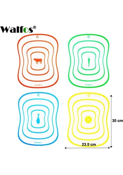 4 Adet 30X23 cm Walfos Kaymaz Esnek Mutfak Tahtası Doğrama Tahtası Et Sebze Meyve Kesme Tahtası Pişirme Aracı Gadget Mutfak Aksesuarları (Yurt Dışından)