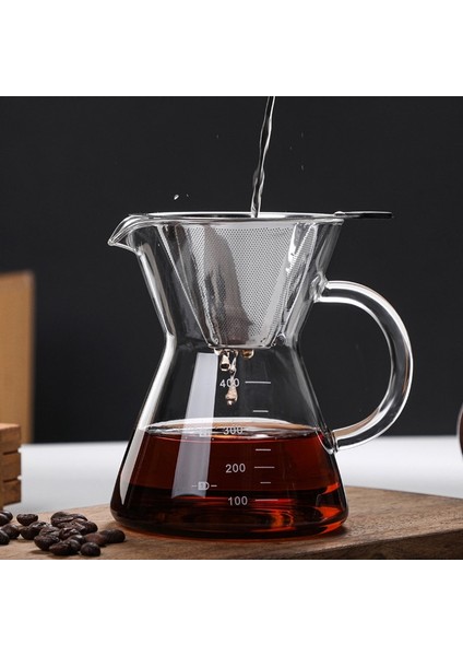 500 ml Yarım Daire Han Cam Kahve Su Isıtıcısı Paslanmaz Çelik Filtre ile Damla Bira Sıcak Brewer Cezve Damlatıcı Barista Kahve Makinesi Üzerine Dökün 400 ml (Yurt Dışından)