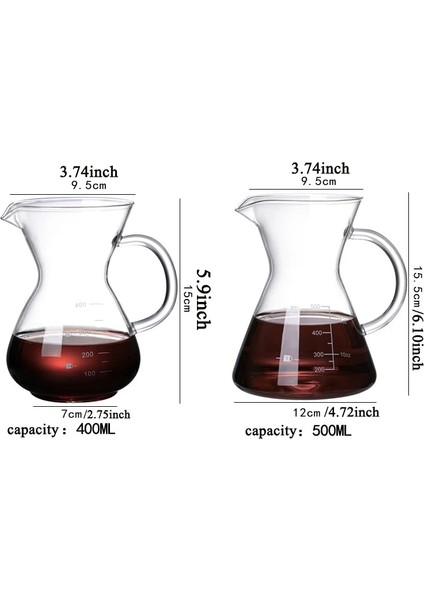 500 ml Yarım Daire Han Cam Kahve Su Isıtıcısı Paslanmaz Çelik Filtre ile Damla Bira Sıcak Brewer Cezve Damlatıcı Barista Kahve Makinesi Üzerine Dökün 400 ml (Yurt Dışından)