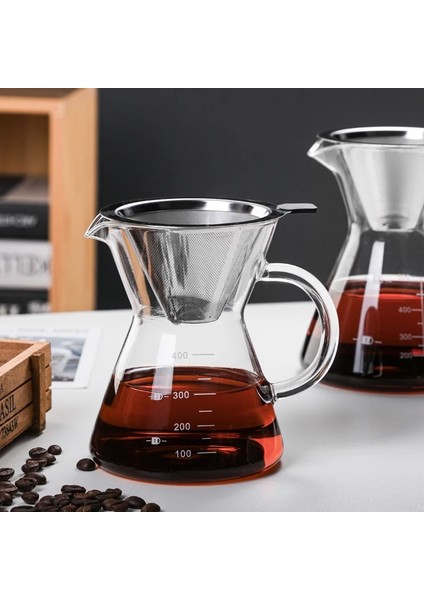 500 ml Yarım Daire Han Cam Kahve Su Isıtıcısı Paslanmaz Çelik Filtre ile Damla Bira Sıcak Brewer Cezve Damlatıcı Barista Kahve Makinesi Üzerine Dökün 400 ml (Yurt Dışından)