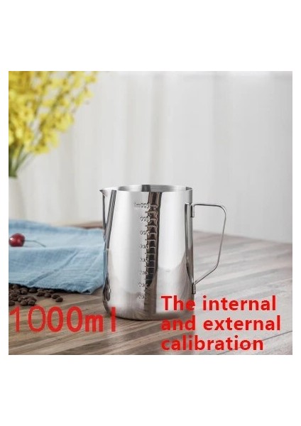 1000 ml Ölçekli Yrp Paslanmaz Çelik Süt Köpürtücü Sürahiler Espresso Kahve Kupaları Barista Araçları Cappuccino Bardak Zanaat Latte Pot Mutfak Aksesuarları (Yurt Dışından)
