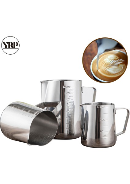 1000 ml Ölçekli Yrp Paslanmaz Çelik Süt Köpürtücü Sürahiler Espresso Kahve Kupaları Barista Araçları Cappuccino Bardak Zanaat Latte Pot Mutfak Aksesuarları (Yurt Dışından) fiyatları