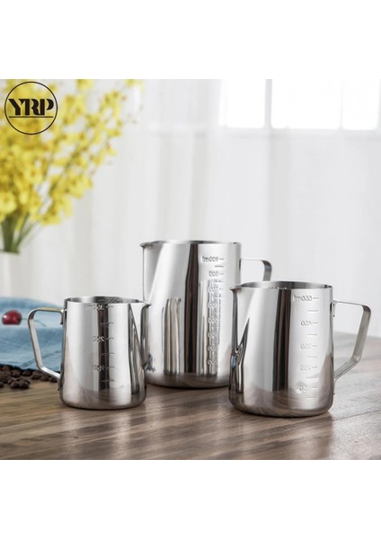 1000 ml Ölçekli Yrp Paslanmaz Çelik Süt Köpürtücü Sürahiler Espresso Kahve Kupaları Barista Araçları Cappuccino Bardak Zanaat Latte Pot Mutfak Aksesuarları (Yurt Dışından) fırsatları