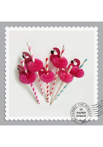 Flamingo Kağıt Saman 25 Adet Çok Renkli Yaratıcı Tek Kullanımlık Kağıt Saman Şemsiye Flamingo Ananas Meyve Kokteyli Saman Hawaiian Pholiday Eğlenceli Içecek Saman (Yurt Dışından)