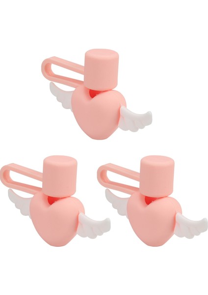 PINKWHITE5.521.5CM 3 Adet Bardak Içme Samanı Kapakları Toz Geçirmez Kapak Cam Pipetler Paslanmaz Çelik Silika Jel Silikon (Yurt Dışından)